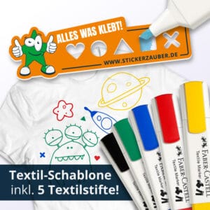 Textil-Schablone inklusive 5 Textil Stifte