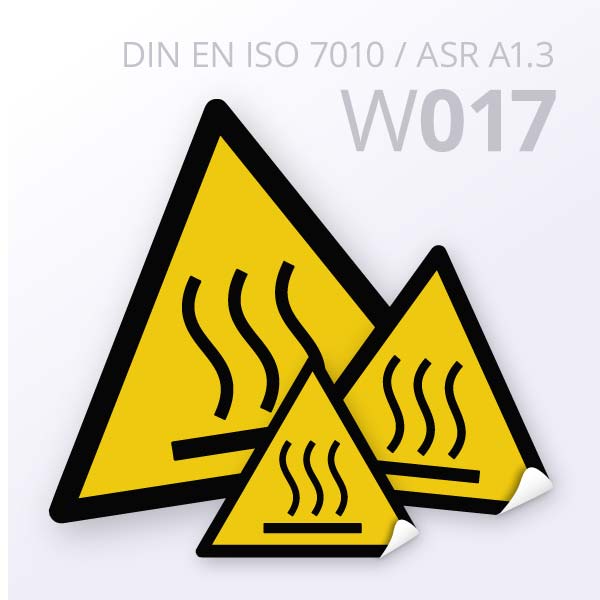Warnzeichen "Warnung vor heißer Oberfläche" (W017) nach DIN EN ISO 7010