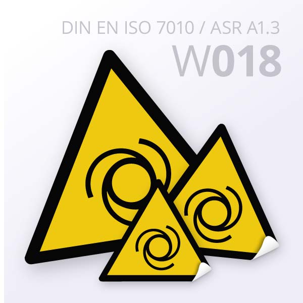 Warnzeichen "Warnung vor automatischem Anlauf" (W018) nach DIN EN ISO 7010