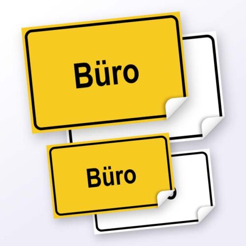 Hinweisschild "Buero", weiß oder gelb