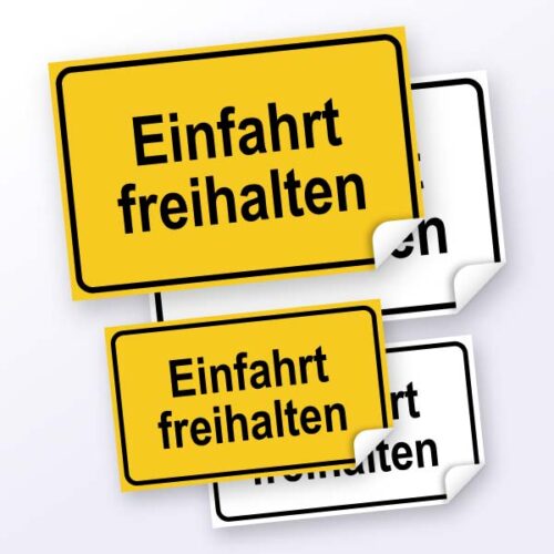 Hinweisschild "Einfahrt freihalten", weiß oder gelb