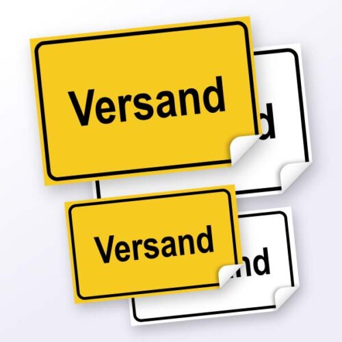 Hinweisschild "Versand", weiß oder gelb