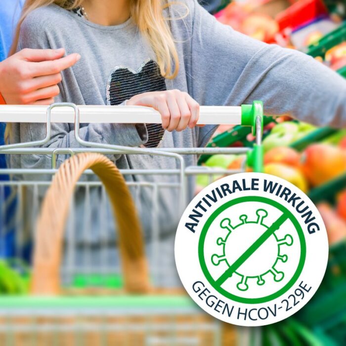 Antimikrobielle Schutzfolie gegen Bakterien und Viren, Hygienemaßnahme für Einkaufswagen und Co.
