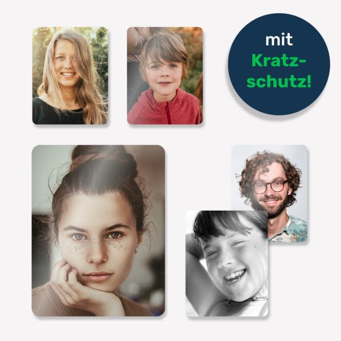 Fotoaufkleber im Passbild-Format, mit Kratzschutz