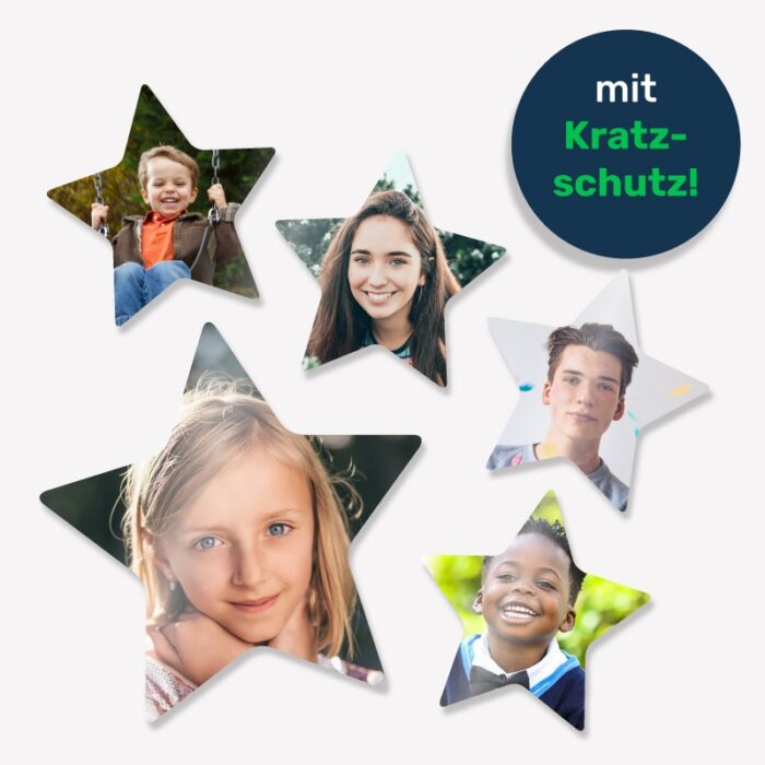 Fotoaufkleber in Sternform, mit Kratzschutz