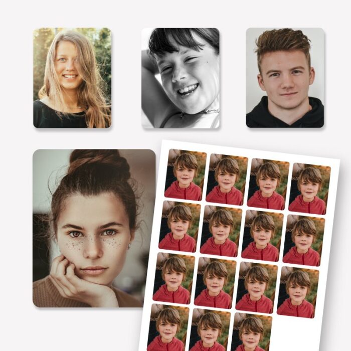 Fotoaufkleber im Passbild-Format
