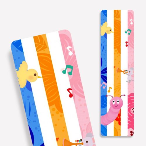 Laminiertes Lesezeichen mit Raupen und Mäuse Motiv - perfekt für Kinder!