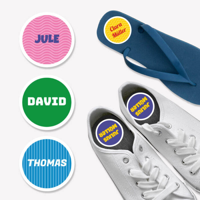 Runder Schuhaufkleber – stylische Deko für Sneaker & Co. | Schuhsticker für individuelles Design, für Kita und Schule