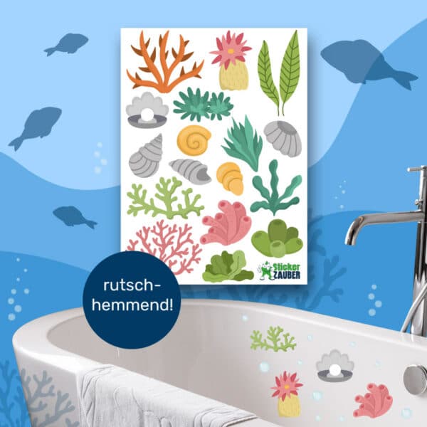 Badewannen Aufkleber, rutschhemmend, Unterwasser-Design