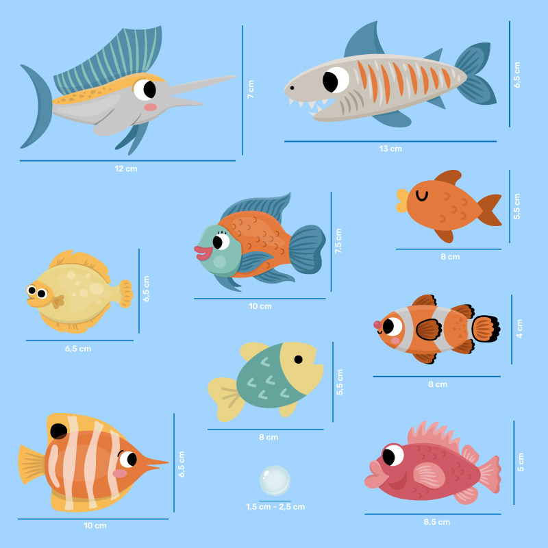 Laminierte Aufkleber für die Badewanne oder Dusche mit Anti-Rutsch Effekt und Fisch-Motiven - perfekt für Kinder!