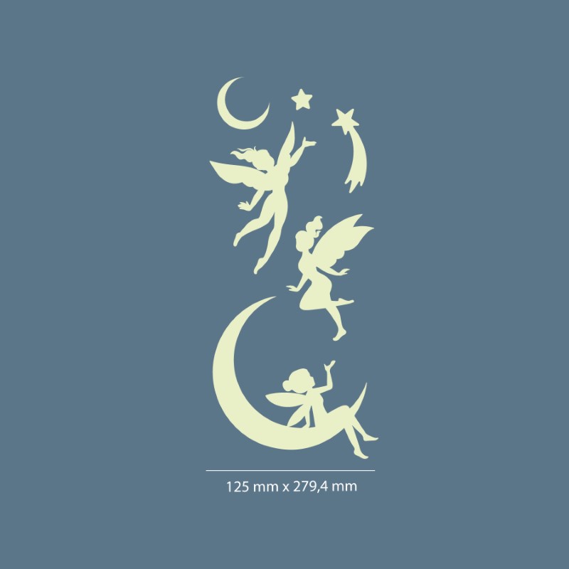 Nachleuchtende Lichtschalter Aufkleber aus phosphoreszierender Folie mit Feen Motiv - perfekt als Dekoration im Kinderzimmer.