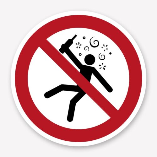 Verbotszeichen "Für Personen im Rauschzustand verboten" (P043) nach DIN EN ISO 7010.