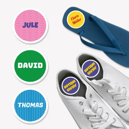 Runder Schuhaufkleber – stylische Deko für Sneaker & Co. | Schuhsticker für individuelles Design, für Kita und Schule