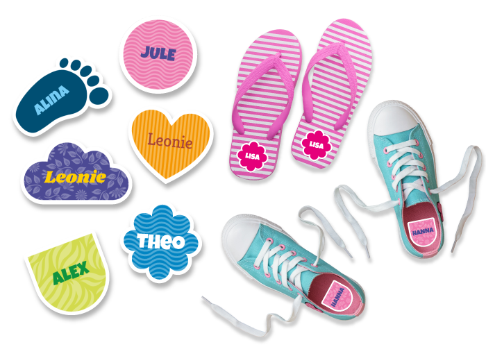 Personalisierte Aufkleber für Schuhe, perfekt für Schule und Kita