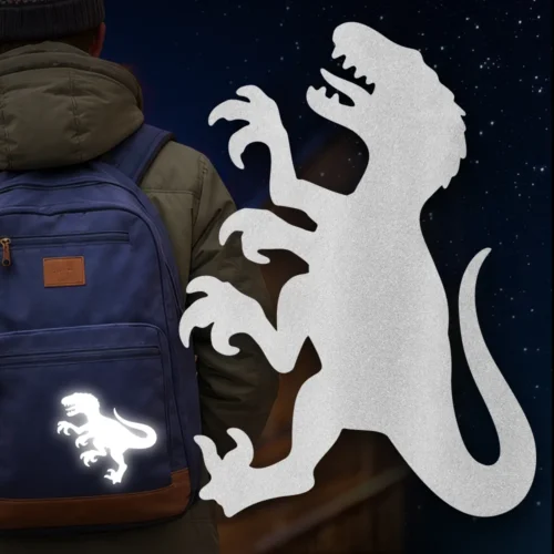 Reflektoren Set zum Aufkleben für Kleidung, Taschen, Schuhe und mehr, Dino Motiv